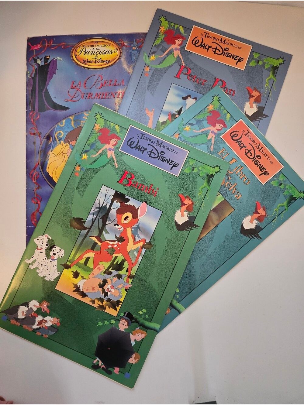 Disney El Tesoro Mágico Books Set of 4 Spanish Vintage 1994 Peter Pan Bambi